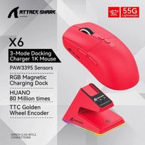 Attack Shark X6 „Bluetooth“ žaidimų pelė PixArt PAW3395 - X6 Raudona
