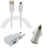 Pakavimo įkroviklis 3in1 - Phonillico® - Suderinamas su Samsung Galaxy ALPHA-COREPRIME-GRANDPRIME - Balta - USB 1M - 2A/1A