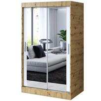 Stumdomoji spinta su veidrodžiais lentynomis ir pakabų strypais Belvedo Karl Artisan Oak matinė balta 120x200cm komplektas