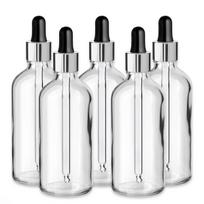 100 ml bespalvis stiklinis buteliukas su sidabro spalvos aliumininiu pipetu – 5 vnt. pakuotė