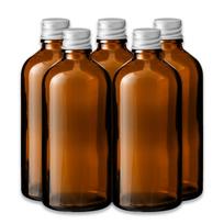 Rudas 100 ml stiklinis butelis su aliuminio dangteliu, 5 vnt. rinkinys