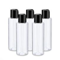 Bespalvis PET butelis 100 ml su juodu disko dangteliu, 5 vnt.