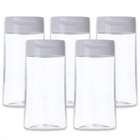 100 ml pet butelių rinkinys su baltu užverčiamu dozatoriumi, 5 vnt.