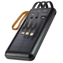 Atsarginis maitinimo šaltinis ("Power Bank") Išorinis Saulės Akumuliatorius - LINQ - 15000mAh - Micro USB, Lightning, USB C Kabeliai - Juodas