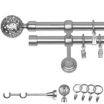 Metalinė Dviguba Užuolaidų Strypa 400 Cm 19/19 Mm Chromo Matinis Mėnulis Su Spygliais