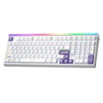 AULA Hero 99 laidinė žaidimų klaviatūra, "Hall Effect" klaviatūra su skaitmenine klaviatūra, RGB mechaninė klaviatūra su apšvietimu, balta ir violetinė
