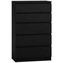 Komoda 3xEliving DEMI su 5 stalčiais, 70 cm, spalva: Juodas