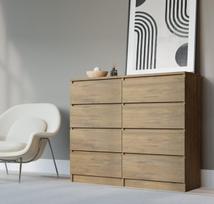 Komoda 3xEliving DEMI su 8 stalčiais, 120 cm, spalva: lanceto ąžuolas