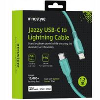 INNOSTYLE JAZZY USB-C LIGHTNING MFI GREITOJO ĮKROVIMO KABELIS IPHONE KEVLARUI 1 M ŽALIAS
