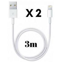 USB Lightning laidas - PHONILLICO - 2 vnt. - 3 metrai - Suderinamas su iPhone 11/11 PRO/X/XS/8/7/6/5 - Baltas