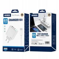 Gan 65w Pd Įkroviklis: 2xusb-c, 1xusb Qc3.0 + Usb-c laidas