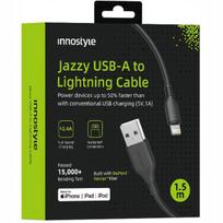 INNOSTYLE JAZZY USB LIGHTNING MFI GREITOJO ĮKROVIMO KABELIS IPHONE KEVLAR 2 M JUODAS
