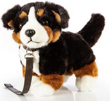 Uni-toys Berno kalnų šuo stovintis su pavadėliu - 27 cm (ilgis) - pliušinis šuo - pliušinis žaislas, minkštas žaislas