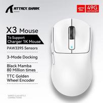 Attack Shark X3 1K“ belaidė žaidimų pelė, balta