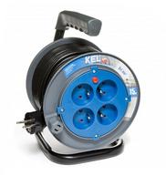 Kel būgninis prailgintuvas 15m 3x1mm 4x2p+z 10a 2300w