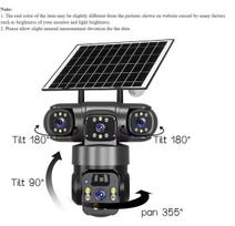 Trigubo Objektyvo (3-Lens) lauko Wi-Fi Kamera su Saulės Baterija+ Naktiniu Matymu