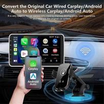 Telefono laikiklis Belaidis "Carplay" adapteris, "Android Auto Dongle" & 15 W automobilinis įkroviklis ir automobilio oro išleidimo anga, prietaisų skydelis, telefono laikiklis, laikiklis