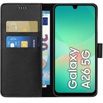 Samsung Galaxy A26 5G dėklas - Juodas piniginės tipo dangtelis su magnetiniu užsegimu, kortelių laikiklis Phonillico®