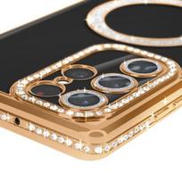 Korpusas - PRANEŠTI - Samsung Galaxy S23 Ultra - Kietas - Aukso deimantai - Suderinamas su MagSafe