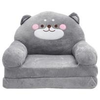 Line shop-Dramblio formos vaikiška kėdutė miela vaikiška sulankstoma sofa kūrybinga kūdikių pliušinė sofa (50X55X55cm, pilka)