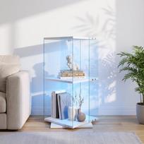 Balto stiklo vitrina su LED apšvietimu, moderni dvisluoksnė laisvai pastatoma vitrina, tinkanti kolekciniams daiktams, knygoms, taurėms ar vynui eksponuoti, puikiai tinka svetainei ar valgomajam