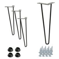 4 „Hairpin“ tipo baldų kojelių rinkinys, aukštis 41 cm, 2 strypai, juodos spalvos su plastikiniais antgaliais