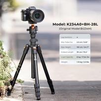 Stovas K&F Concept Nešiojamas Kelioninis Tripodas – Lankstus Vlog Tripodas su Kamuoliniu Galvute Canon kameroms