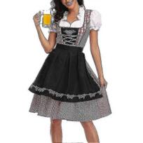 Moterų „Oktoberfest“ Kostiumai Suaugusiems „Dirndl“ Vokiečių Tradicinio Bavariško Alaus Karnavalas Kun., Black_L
