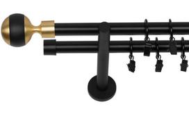 Dviguba Užuolaidų Lazda 260 Cm 19 Mm Juoda Matinė Sfera Mix Silent Spheres On Swivels