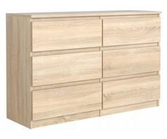 Komoda 3xEliving DEMI su 6 stalčiais, 140 cm, spalva: Sonomos ąžuolas