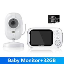 WSDCAM 3,5 colio LCD belaidis kūdikio monitorius – 2 krypčių garso, naktinis matymas ir 8 lopšinės - su 32GB,