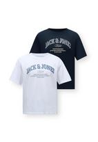 JACK & JONES Marškinėliai 'JJEDENVER' tamsiai mėlyna jūros spalva / safyro / balta