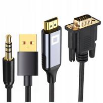 CO2 KABELIS VGA - HDMI ADAPTERIS KONVERTERIS ADAPTERIS AUDIO FULL HD 60HZ 2M