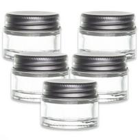 Stiklinis indelis 15 ml su sidabro aliuminio dangteliu, 5 vnt. rinkinys