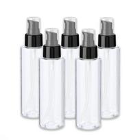 Bespelės 100 ml skaidrus PET buteliukas su juoda pompa, 5 vnt. rinkinys