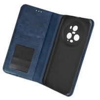 Dėklas, skirtas „Honor Magic 5 Pro“ piniginės vaizdo įrašui, palaiko kryžminį mėlyną raštą