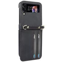 Piniginės dėklas, suderinamas su Samsung Galaxy Z Flip 4 Leather Black