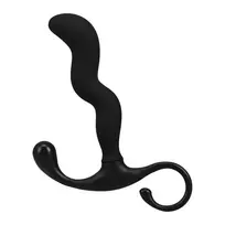 OptiMALE Zig Zag Silicone Prostate Massager Black 11.4cm Ergonomic Design