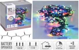 Elektrinė girlianda LED LIGHTS, 192 LED, IP44, (elementai 3xAA neįeina), įvairių sp., 14.4 m