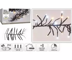 Tanki elektrinė girlianda CLUSTER, IP44, 2016 LED, 12W, šiltai balt/šaltai balta sp., 8rež., 14.6 m