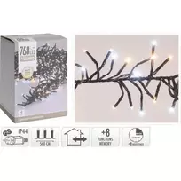 Tanki elektrinė girlianda CLUSTER, IP44, 768 LED, 6W, šiltai baltos/šaltai baltos sp., 8rež, 5.6 m