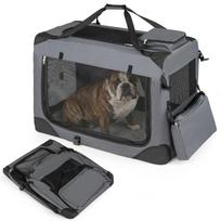 Sulankstomas minkštas transportavimo narvas su 3 durimis, pilkas, 83,8 × 58,4 × 58,4 cm