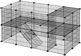 Gyvūnų aptvaras, sulankstomas, 36 plokščių, juodas, 143 × 73 × 71 cm