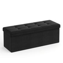 Pufas su daiktadėže, sulankstomas, juodas, 110 × 38 × 38 cm