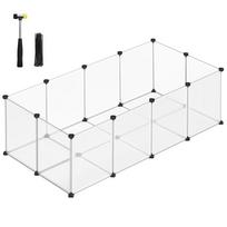 Modulinis aptvaras smulkiems gyvūnams, skaidrus ir juodas, 143 × 73 × 46 cm
