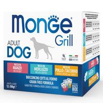 MONGE GRILL MIX konservuoto pašaro su jautiena, menke ir vištiena suaugusiems šunims rinkinys, 12x100 g