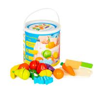 Medinių pjaustomų daržovių ir vaisių rinkinys Multistore HC517244, 13 el. su kibirėliu