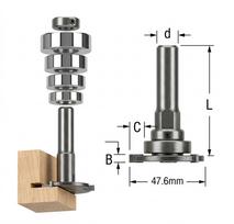 Horizontalių griovelių frezų rinkinys su 4 guoliais 47,6 mmX4 mm