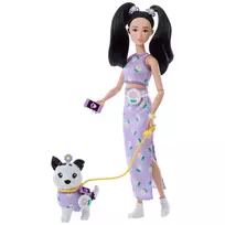 Lėlės ir aksesurarų rinkinys Barbie Twinning Looks Purple Daisies JFP39