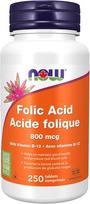 NOW Foods Folic Acid 800 µg su vitaminu B12, 250 tablečių